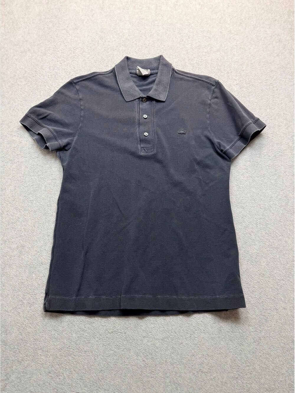 Lacoste Mens Polo Shirt Slim Fit Small Charcoal Gray Pique Cotton Casual